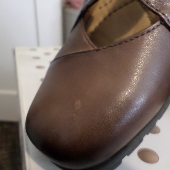 Earth Spindrift Cinnamon Distressed Leather Wedge Shoes NIB Sz 8.5 - Picture 3 of 9